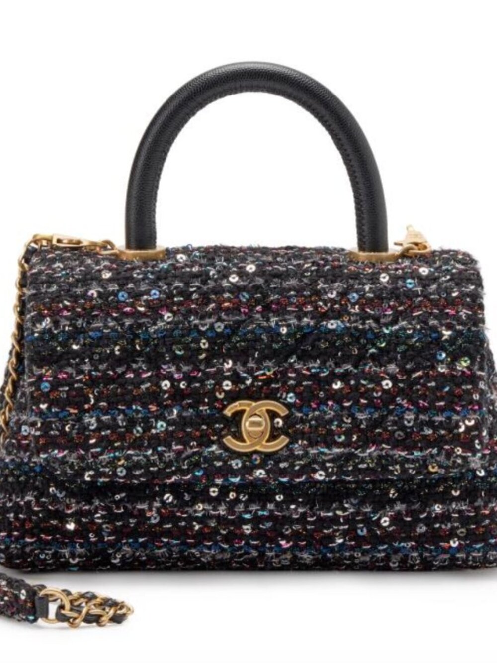 Chanel 2020 Métiers d’Art Black SequinFantasy Tweed Coco Handle Bag NIB Full Set - Picture 3 of 16
